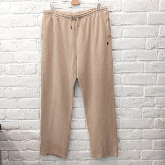 Polo Ralph Lauren athletic Jogger pants Mens XXL Beige Tan sweatpants Logo Knit. - Picture 1 of 11